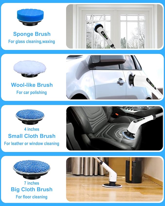 10 in 1 Electric Cleaning Brush (Waterproof) – Multi Brushes for cleaning Home & Car - Zantify