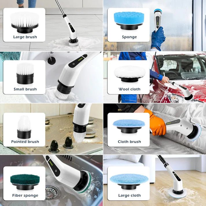10 in 1 Electric Cleaning Brush (Waterproof) – Multi Brushes for cleaning Home & Car - Zantify